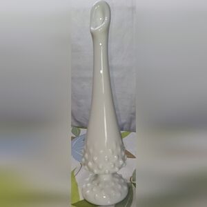 Fenton Vintage Milk Glass Hobnail Swung Bud Vase, Footed